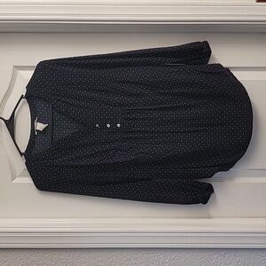 Black and white polka dot long sleeve maternity shirt